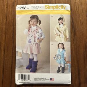 NEW Simplicity 1288 A Kids 1/2-4 Years Old Shirt Sewing Pattern Hoody